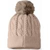 imageDALIX Heartly Ghost Cable Knit Pom Beanie Soft Stretch Skully Warm Fuzzy Faux Sherpa Winter Ski BeanieTan