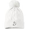 imageDALIX Heartly Ghost Cable Knit Pom Beanie Soft Stretch Skully Warm Fuzzy Faux Sherpa Winter Ski BeanieWhite