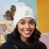 imageDALIX Heartly Ghost Cable Knit Pom Beanie Soft Stretch Skully Warm Fuzzy Faux Sherpa Winter Ski BeanieWhite