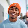 imageDALIX Ice Bear Embroidered Beanie Hat Polar Bear Cozy Knit Cap Cold Weather MensNeon Orange