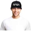 imageDALIX NASA Worm Embroidered Snapback Flat Billed HatBlack