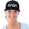 imageDALIX NASA Worm Embroidered Snapback Flat Billed HatBlack