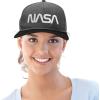 imageDALIX NASA Worm Embroidered Snapback Flat Billed HatBlack Dark Gray