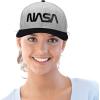 imageDALIX NASA Worm Embroidered Snapback Flat Billed HatBlack Light Gray