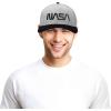 imageDALIX NASA Worm Embroidered Snapback Flat Billed HatBlack Light Gray