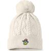 imageDALIX Sorcerer Frog Cable Knit Pom Beanie Soft Stretch Skully Warm Fuzzy Faux Sherpa Winter Ski BeanieCream White
