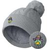 imageDALIX Sorcerer Frog Cable Knit Pom Beanie Soft Stretch Skully Warm Fuzzy Faux Sherpa Winter Ski BeanieGray