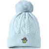 imageDALIX Sorcerer Frog Cable Knit Pom Beanie Soft Stretch Skully Warm Fuzzy Faux Sherpa Winter Ski BeanieLight Blue