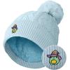 imageDALIX Sorcerer Frog Cable Knit Pom Beanie Soft Stretch Skully Warm Fuzzy Faux Sherpa Winter Ski BeanieLight Blue