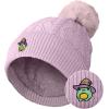 imageDALIX Sorcerer Frog Cable Knit Pom Beanie Soft Stretch Skully Warm Fuzzy Faux Sherpa Winter Ski BeanieOrchid