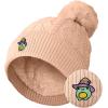 imageDALIX Sorcerer Frog Cable Knit Pom Beanie Soft Stretch Skully Warm Fuzzy Faux Sherpa Winter Ski BeaniePeach