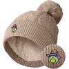 imageDALIX Sorcerer Frog Cable Knit Pom Beanie Soft Stretch Skully Warm Fuzzy Faux Sherpa Winter Ski BeanieTan