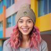 imageDALIX Sorcerer Frog Cable Knit Pom Beanie Soft Stretch Skully Warm Fuzzy Faux Sherpa Winter Ski BeanieTan
