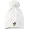 imageDALIX Sorcerer Frog Cable Knit Pom Beanie Soft Stretch Skully Warm Fuzzy Faux Sherpa Winter Ski BeanieWhite