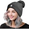 imageDALIX Heartly Ghost Cable Knit Pom Beanie Soft Stretch Skully Warm Fuzzy Faux Sherpa Winter Ski BeanieCharcoal Gray