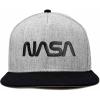 imageDALIX NASA Worm Embroidered Snapback Flat Billed HatBlack Light Gray