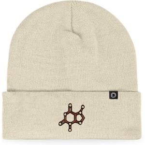 imageDALIX Chocolate Molecule Beanie Cap Embroidered Hat Knit Cozy Cap Cold Weather MensBeige