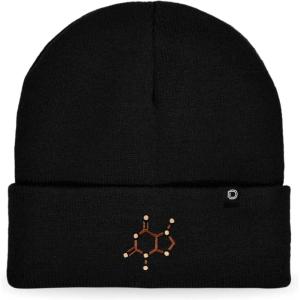 imageDALIX Chocolate Molecule Beanie Cap Embroidered Hat Knit Cozy Cap Cold Weather MensBlack