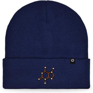 imageDALIX Chocolate Molecule Beanie Cap Embroidered Hat Knit Cozy Cap Cold Weather MensNavy Blue