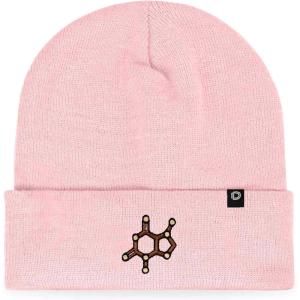 imageDALIX Chocolate Molecule Beanie Cap Embroidered Hat Knit Cozy Cap Cold Weather MensPink