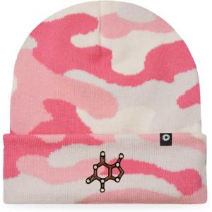 imageDALIX Chocolate Molecule Beanie Cap Embroidered Hat Knit Cozy Cap Cold Weather MensPink Camo