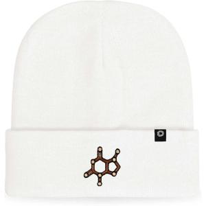 imageDALIX Chocolate Molecule Beanie Cap Embroidered Hat Knit Cozy Cap Cold Weather MensWhite