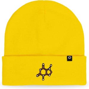 imageDALIX Chocolate Molecule Beanie Cap Embroidered Hat Knit Cozy Cap Cold Weather MensYellow