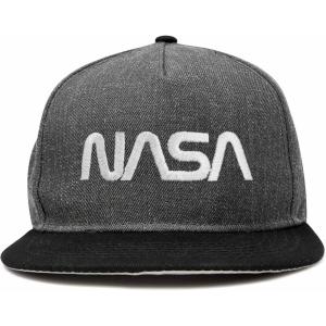 imageDALIX NASA Worm Embroidered Snapback Flat Billed HatBlack Dark Gray