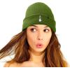 imageDALIX K Pop Heart Embroidered Beanie Snap Cute Warm Winter Knit Hat for WomenOlive