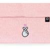 imageDALIX K Pop Heart Embroidered Beanie Snap Cute Warm Winter Knit Hat for WomenPink
