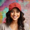 imageDALIX Strawberry Embroidered Cotton Dad Hat Fruit Adjustable Casual Baseball Cap Nature WomensWashed Red