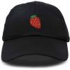 imageDALIX Strawberry Embroidered Cotton Dad Hat Fruit Adjustable Casual Baseball Cap Nature WomensBlack