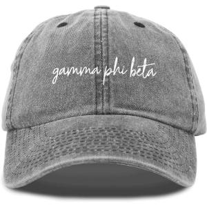 imageDALIX Gamma Phi Beta Cursive Sorority Hat Womens Embroidered CapWashed Black