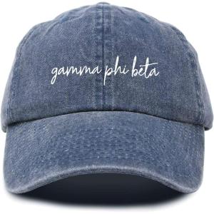 imageDALIX Gamma Phi Beta Cursive Sorority Hat Womens Embroidered CapWashed Navy Blue