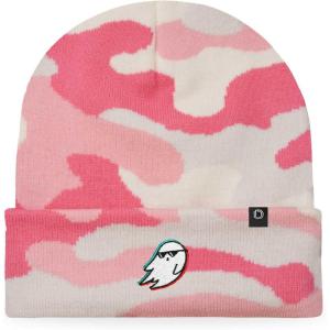 imageDALIX Ghost Life Embroidered Beanie Hat Knit Cap Cold Weather WomensPink Camo