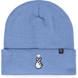 imageDALIX K Pop Heart Embroidered Beanie Snap Cute Warm Winter Knit Hat for WomenPeriwinkle