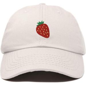 imageDALIX Strawberry Embroidered Cotton Dad Hat Fruit Adjustable Casual Baseball Cap Nature WomensBeige