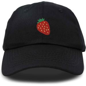 imageDALIX Strawberry Embroidered Cotton Dad Hat Fruit Adjustable Casual Baseball Cap Nature WomensBlack