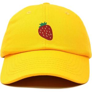 imageDALIX Strawberry Embroidered Cotton Dad Hat Fruit Adjustable Casual Baseball Cap Nature WomensGold