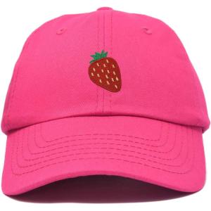 imageDALIX Strawberry Embroidered Cotton Dad Hat Fruit Adjustable Casual Baseball Cap Nature WomensHot Pink