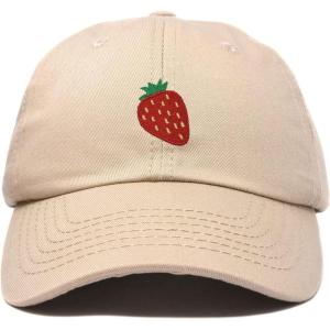 imageDALIX Strawberry Embroidered Cotton Dad Hat Fruit Adjustable Casual Baseball Cap Nature WomensKhaki