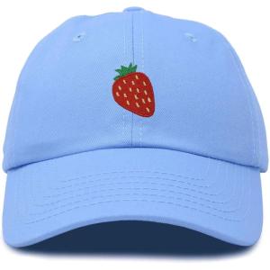 imageDALIX Strawberry Embroidered Cotton Dad Hat Fruit Adjustable Casual Baseball Cap Nature WomensLight Blue