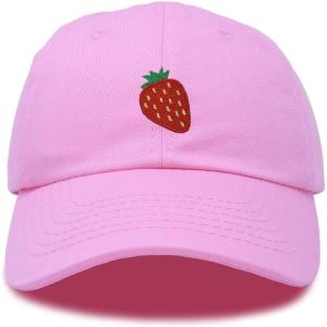 imageDALIX Strawberry Embroidered Cotton Dad Hat Fruit Adjustable Casual Baseball Cap Nature WomensLight Pink