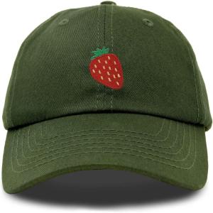 imageDALIX Strawberry Embroidered Cotton Dad Hat Fruit Adjustable Casual Baseball Cap Nature WomensOlive