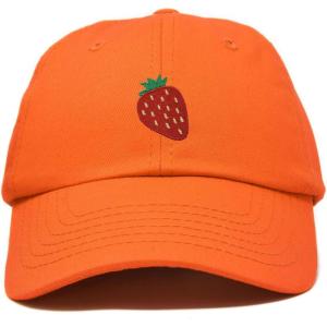 imageDALIX Strawberry Embroidered Cotton Dad Hat Fruit Adjustable Casual Baseball Cap Nature WomensOrange