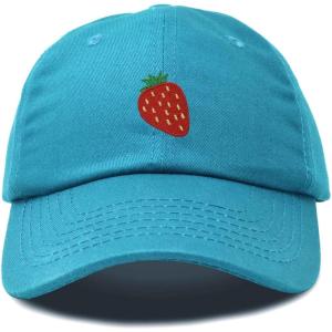 imageDALIX Strawberry Embroidered Cotton Dad Hat Fruit Adjustable Casual Baseball Cap Nature WomensTeal