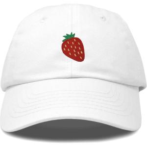 imageDALIX Strawberry Embroidered Cotton Dad Hat Fruit Adjustable Casual Baseball Cap Nature WomensWhite
