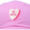 imageBe Mine Valentines Day Candy Hat Womens Embroidered Baseball CapLight Pink