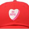 imageBe Mine Valentines Day Candy Hat Womens Embroidered Baseball CapRed