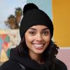 imageDALIX Cable Knit Pom Beanie Soft Stretch Skully Warm Fuzzy Faux Sherpa Winter Ski BeanieBlack